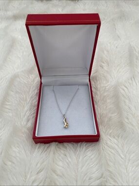 Sterling Silver Necklace with Yellow Gem Pendant - Women Jewelry